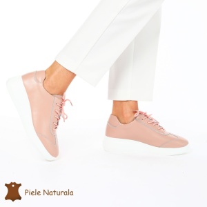 Pantofi casual elegante de dama din piele naturala LF0221 ROZ