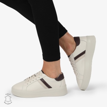 Pantofi CASUAL PIELE NATURALA cu linii decorative LF1270 Bej - Img 2