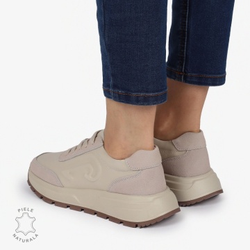 Pantofi casual piele naturala CU MODEL LATERAL LF1304 BEJ - Img 4