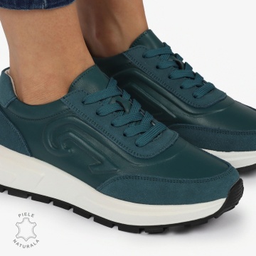 Pantofi casual piele naturala CU MODEL LATERAL LF1304 VERDE - Img 5