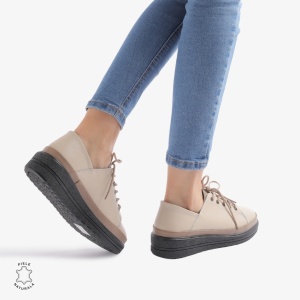 Pantofi casual piele naturala LF877 BEJ - Img 2