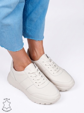 Pantofi casual sport damă din piele naturală LF1812 Bej