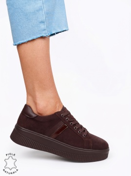 Pantofi casual sport din piele naturală întoarsă LF1811 CAFENIU - Img 2
