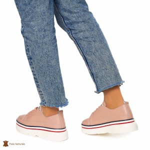 Pantofi DAMA DIN PIELE NATURALA LF0972 CULOARE : ROZ - Img 4