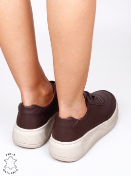 Pantofi damă sport din piele naturală cu design elegant LF1810 Cafeniu - Img 3