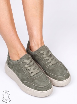 Pantofi damă sport din piele naturală cu design elegant LF1810 Verde