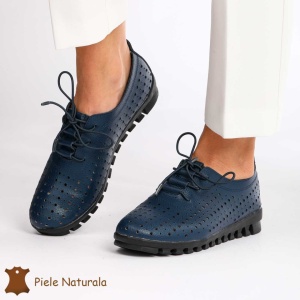 Pantofi Perforati dama din Piele Naturala cu mici perforatii LF0188 NAVY