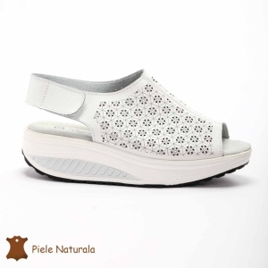 Pantofi Perforati dama din Piele Naturala cu talpa inalta LF0187 ALB - Img 2