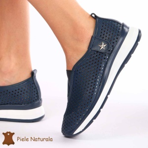 Pantofi Perforati Dama Piele naturală LF0098 NAVY