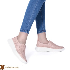 Pantofi Perforati Dama Piele naturală LF0100 ROZ