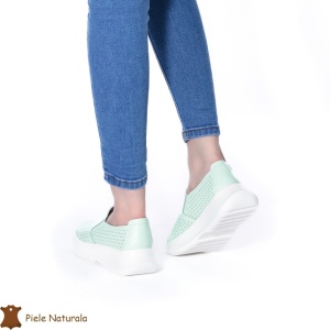 Pantofi Perforati Dama Piele naturală LF0100 VERDE - Img 3