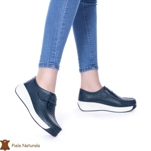 Pantofi Perforati Dama Piele naturală LF0106 NAVY