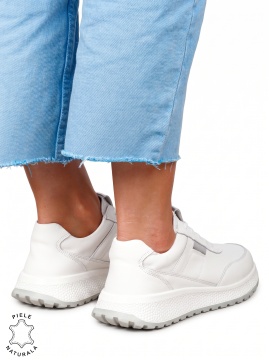 Pantofi sport damă din piele naturală cu design minimalist LF1813 Alb - Img 3