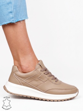 Pantofi sport damă din piele naturală cu design minimalist LF1813 Khaki - Img 2