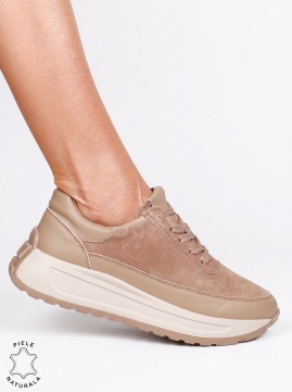 Pantofi sport damă din piele naturală cu finisaje premium LF1814 Khaki - Img 2
