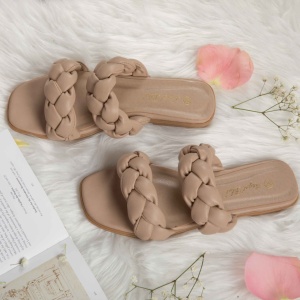 Papuci dama din Piele Ecologica bej LF0162