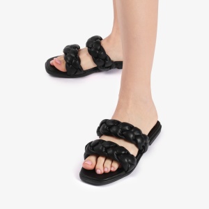 Papuci dama din Piele Ecologica negre LF0162 - Img 3