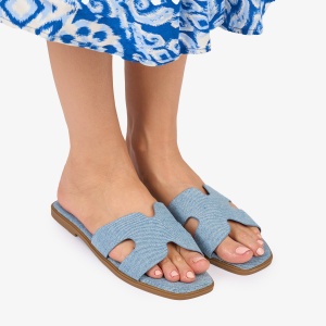 PAPUCI dama Piele ECOLOGICA LF1008 Culoare: ALBASTRU