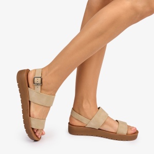 SANDALE dama din Piele ECOLOGICA CU BRETELE LF1093 CULOARE: BEJ - Img 3