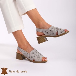SANDALE Dama Piele Naturala CU barete incrucisate LF1441 Culoare: GRI