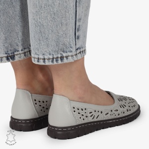 BALERINI dama din Piele naturala PERFORATA SLIP-ON LF1363 GRI - Img 4
