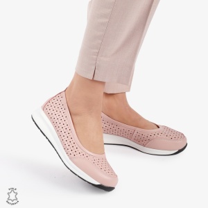 Balerini dama din Piele Naturala Slip-On LF0721 ROZ