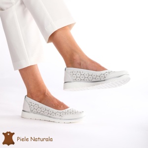 Balerini Dama Piele naturală LF0026 ALB - Img 2