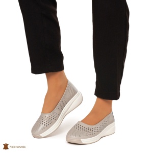 Balerini Dama Piele Naturala Slip-on LF0076 GRI