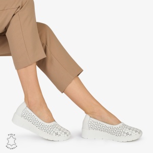 BALERINI din PIELE NATURALA PERFORATA LF1040 CULOARE: ALB - Img 3