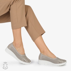 BALERINI din PIELE NATURALA PERFORATA LF1040 CULOARE: GRI - Img 3