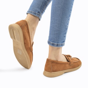 Mocasini DAMA din PIELE ECOLOGICA INTOARSA LF0957 CULOARE: CAMEL - Img 3