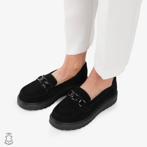 Mocasini dama din piele naturala Intoarsa LF0786 NEGRU