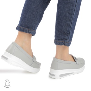 Mocasini DAMA din PIELE Naturala LF0941 CULOARE: Gri - Img 3