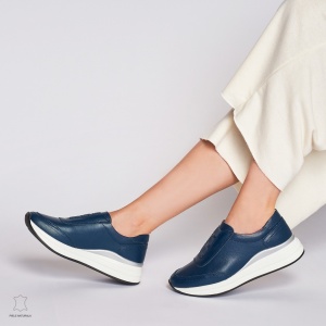 Pantofi Casual dama din Piele naturala CU INCHIDERE ELASTIC LF1233 BLEUMARIN - Img 3