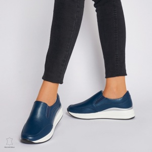 Pantofi Casual dama din Piele naturala CU INCHIDERE SLIP-ON LF1235 NAVY - Img 3