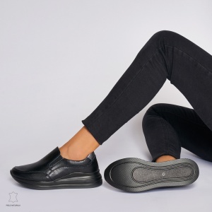Pantofi Casual dama din Piele naturala CU INCHIDERE SLIP-ON LF1235 NEGRU - Img 4