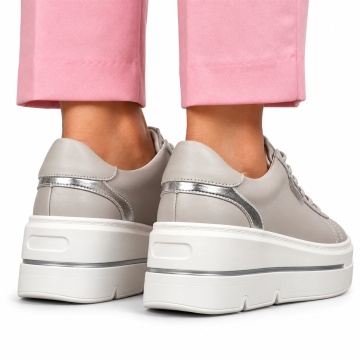 Pantofi CASUAL dama din piele naturala CU SIRET LF1453 GRI - Img 3