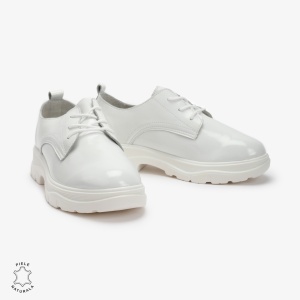 Pantofi casual dama din Piele naturală lacuiti LF0110 ALB - Img 2