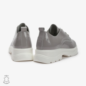 Pantofi casual dama din Piele naturală lacuiti LF0110 GRI - Img 3