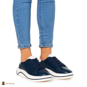 Pantofi Casual dama din Piele Naturala LF0059 Bleumarin