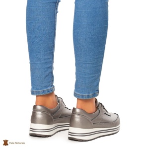Pantofi Casual dama din Piele naturala LF00809 PEWTER - Img 3