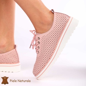 Pantofi casual dama din Piele naturală LF0113 ROZ - Img 2