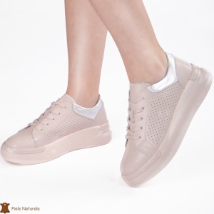 Pantofi Casual Dama din Piele naturală LF0117 ROZ - Img 2