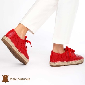 Pantofi casual dama din Piele naturală LF0153 ROSU - Img 3