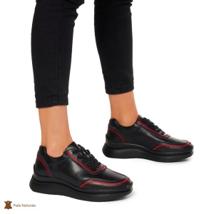 Pantofi casual dama din Piele naturală LF1325 NEGRU