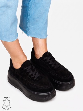 Pantofi casual damă din piele naturală, model sport LF1822 NEGRU SUEDE