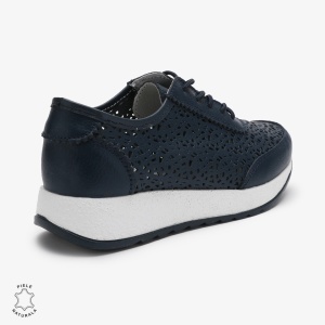 Pantofi casual dama din Piele Naturala Perforati cu model LF0714 BLEUMARIN - Img 3