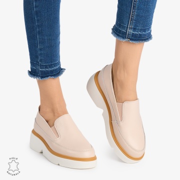 Pantofi Casual DAMA din PIELE Naturala SLIP-ON LF0946 CULOARE: ROZ