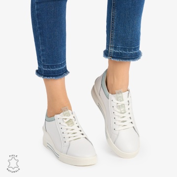 Pantofi casual dama piele naturala cu talpa inalta LF0871 ALB