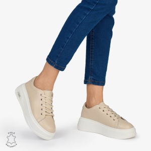PANTOFI CASUAL Dama Piele Naturala LF1054 Culoare: BEJ - Img 3